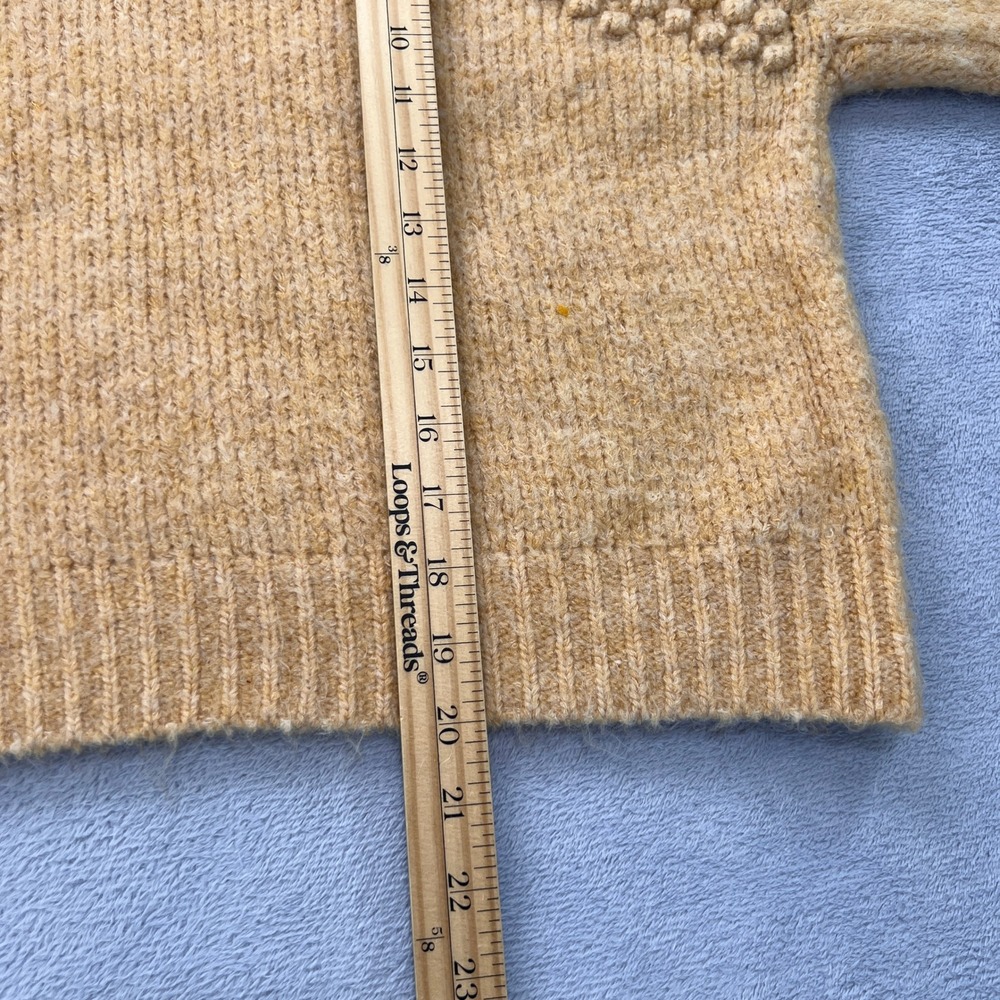 Free People Bradly Cropped Sweater MockNeck Textured Knit Pullover Yellow Medium - Picture 8 of 10